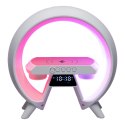 Lampka RGB z ładowarką indukcyjną z radiem biała Lampka RGB z ładowarką indukcyjną z radiem biała