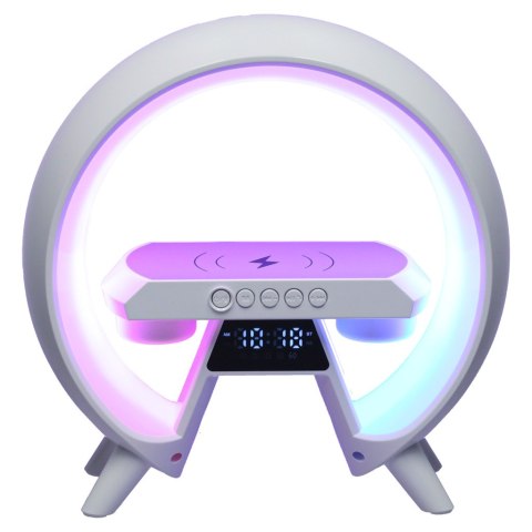 Lampka RGB z ładowarką indukcyjną z radiem biała Lampka RGB z ładowarką indukcyjną z radiem biała