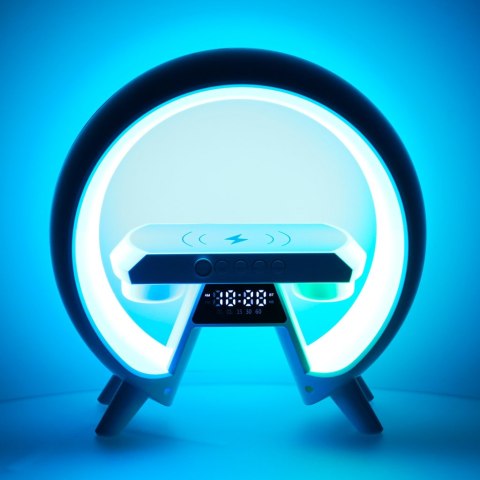 Lampka RGB z ładowarką indukcyjną z radiem biała Lampka RGB z ładowarką indukcyjną z radiem biała