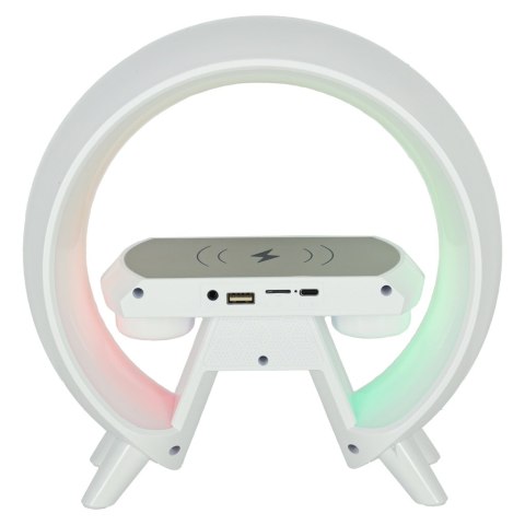 Lampka RGB z ładowarką indukcyjną z radiem biała Lampka RGB z ładowarką indukcyjną z radiem biała