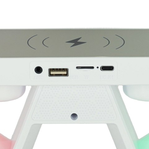 Lampka RGB z ładowarką indukcyjną z radiem biała Lampka RGB z ładowarką indukcyjną z radiem biała