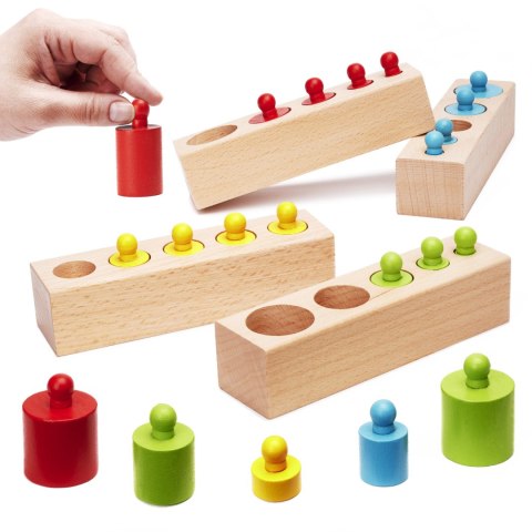 Odważniki cylindry drewniane montessori kolorowe Odważniki cylindry drewniane montessori kolorowe