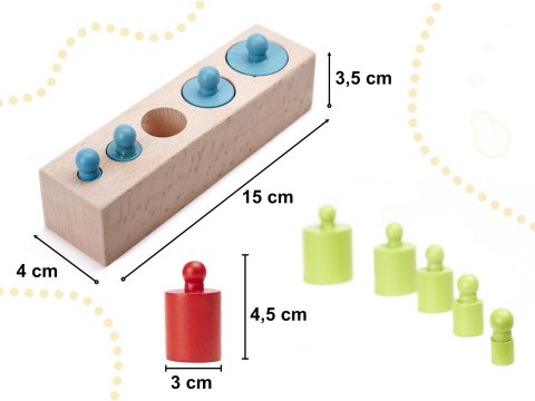 Odważniki cylindry drewniane montessori kolorowe Odważniki cylindry drewniane montessori kolorowe