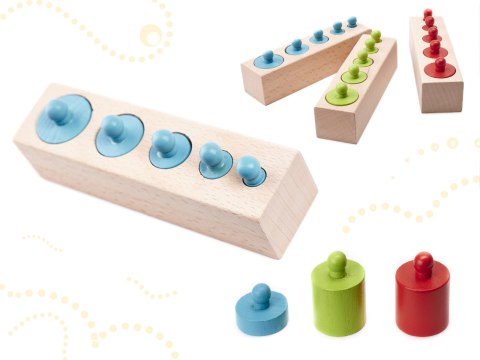 Odważniki cylindry drewniane montessori kolorowe Odważniki cylindry drewniane montessori kolorowe