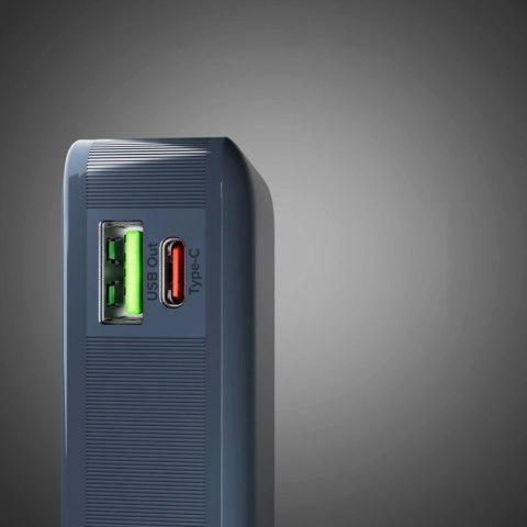Powerbank SBS 10000 mAh 20W z wbudowanym kablem USB-C i wyświetlaczem cyfrowym - ciemnoszary