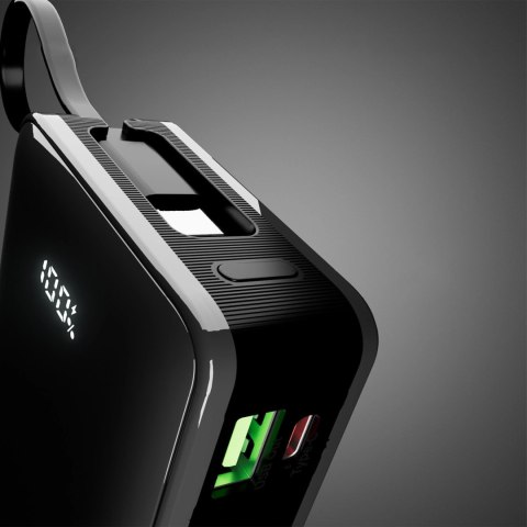 Powerbank SBS 20000 mAh 20 W z wbudowanym kablem USB-C i wyświetlaczem cyfrowym - czarny