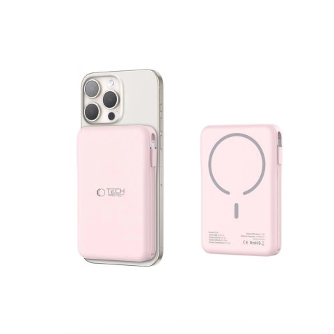 Powerbank Tech-Protect PB31 LifeMag MagSafe 10000 mAh - różowy