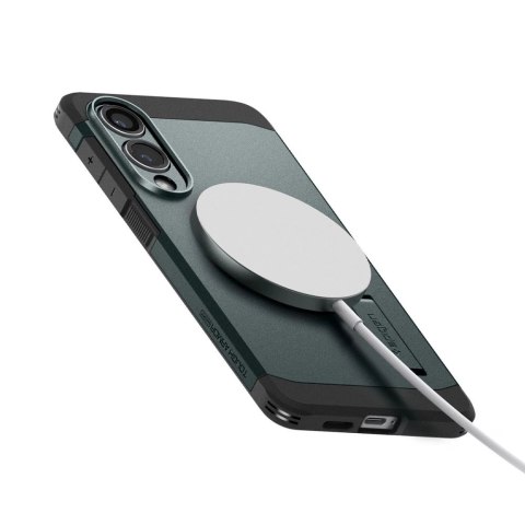 Etui Spigen Tough Armor MagSafe na Samsung Galaxy S25 Edge - zielono-czarne