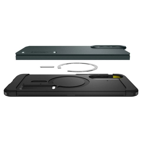 Etui Spigen Tough Armor MagSafe na Samsung Galaxy S25 Edge - zielono-czarne