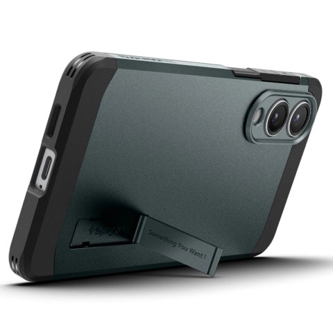 Etui Spigen Tough Armor MagSafe na Samsung Galaxy S25 Edge - zielono-czarne