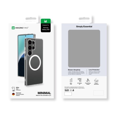 Etui silikonowe AMAZINGTHING Minimal Mag Case z pierścieniem magnetycznym do Samsung Galaxy S25 - przezroczyste