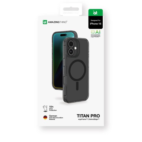Etui silikonowe AMAZINGTHING Titan Pro Mag Case z pierścieniem magnetycznym do iPhone 16 - czarne