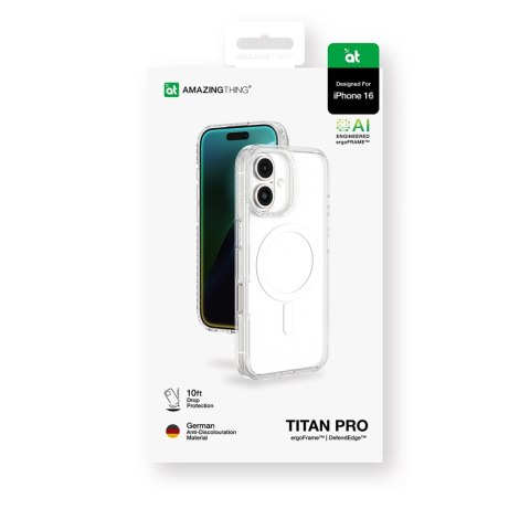Etui silikonowe AMAZINGTHING Titan Pro Mag Case z pierścieniem magnetycznym do iPhone 16 - przezroczyste