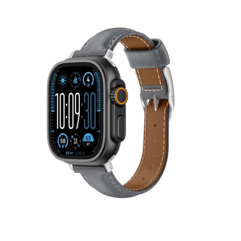 Skórzany pasek AMAZINGTHING Class Band do Apple Watch 45 / 46 / 49 mm - szary