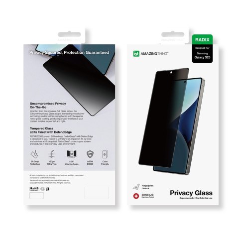 Szkło hartowane AMAZINGTHING Radix Privacy Glass prywatyzujące do Samsung Galaxy S25 Szkło hartowane AMAZINGTHING Radix Privacy Glass prywatyzujące do Samsung Galaxy S25