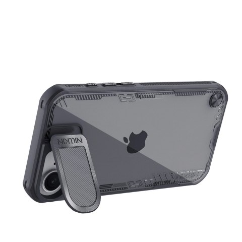 Etui Nillkin Iceblade Prop z osłoną obiektywu i podstawką na iPhone 16e - czarne Etui Nillkin Iceblade Prop z osłoną obiektywu i podstawką na iPhone 16e - czarne