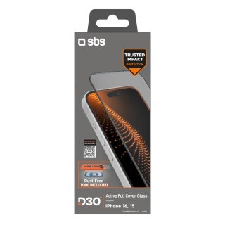Szkło hartowane SBS z technologią D3O z aplikatorem na iPhone 15 / iPhone 15 Pro / iPhone 16