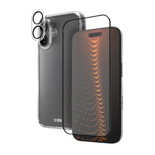 Zestaw SBS z technologią D3O na iPhone 16 - etui + szkło ochronne na ekran i aparat - przezroczyste