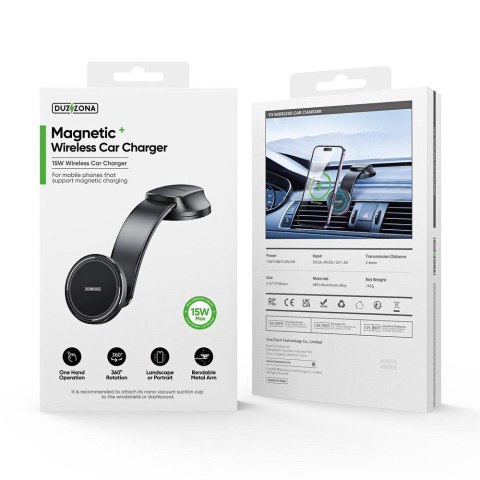 DUZZONA V3 - uchwyt samochodowy indukcyjny do deski kompatybilny z MagSafe 15W czarny