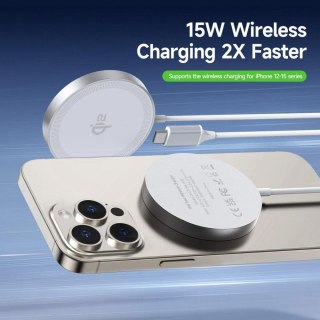 DUZZONA W18 - ładowarka indukcyjna kompatybilna z MagSafe 15W i ładowaniem Qi2 biała