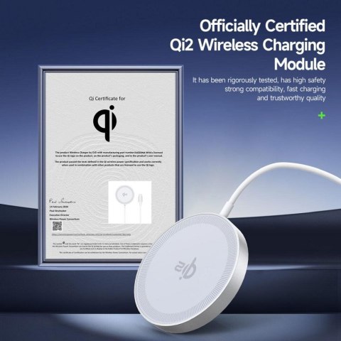 DUZZONA W18 - ładowarka indukcyjna kompatybilna z MagSafe 15W i ładowaniem Qi2 biała