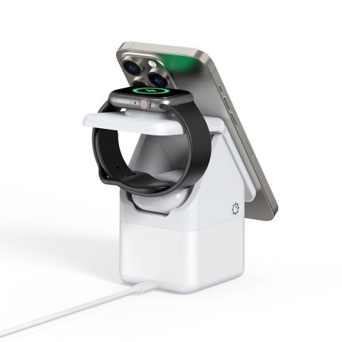 DUZZONA W20 - ładowarka indukcyjna z lampką 4w1 kompatybilna z MagSafe 15W biała