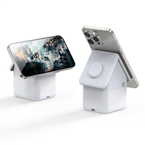 DUZZONA W20 - ładowarka indukcyjna z lampką 4w1 kompatybilna z MagSafe 15W biała