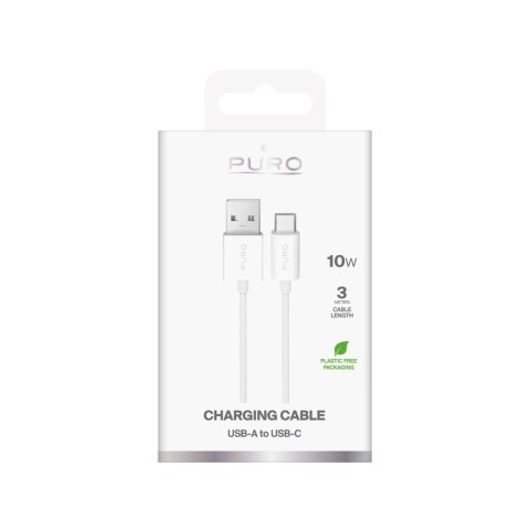 Kabel Puro TPE 10W USB-A - USB-C 3m - biały Kabel Puro TPE 10W USB-A - USB-C 3m - biały