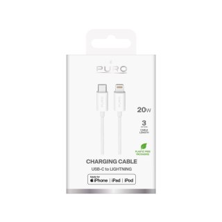 Kabel Puro TPE 20W USB-C - Lightning 3m - biały