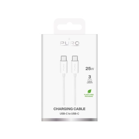 Kabel Puro TPE 25W USB-C - USB-C 3m - biały Kabel Puro TPE 25W USB-C - USB-C 3m - biały