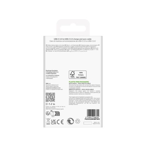 Kabel Puro TPE 25W USB-C - USB-C 3m - biały Kabel Puro TPE 25W USB-C - USB-C 3m - biały