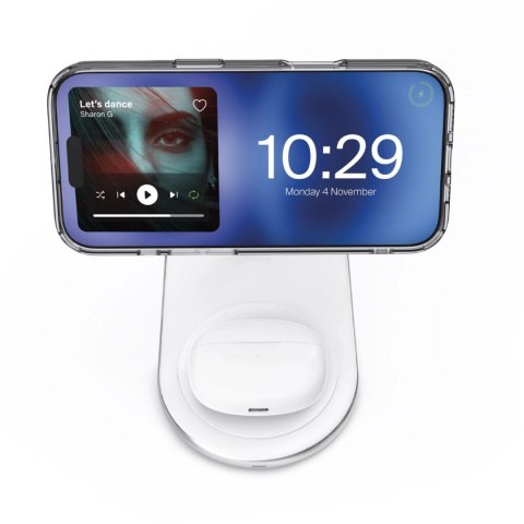 Ładowarka 2w1 Puro Mag Station stacja ładująca bezprzewodowa na telefon i słuchawki - biała Ładowarka 2w1 Puro Mag Station stacja ładująca bezprzewodowa na telefon i słuchawki - biała