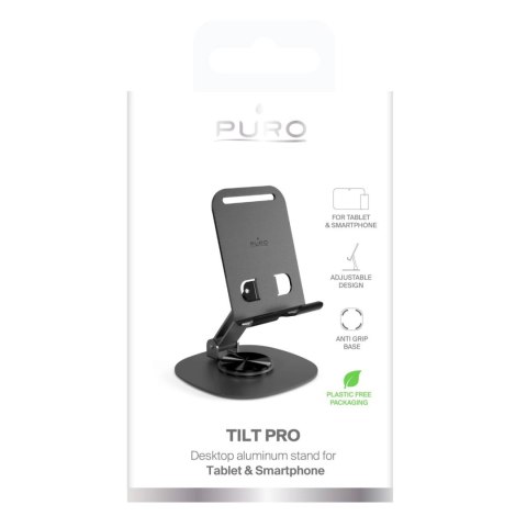 Podstawka Puro Tilt Pro aluminiowa na telefon/tablet - ciemnoszara Podstawka Puro Tilt Pro aluminiowa na telefon/tablet - ciemnoszara