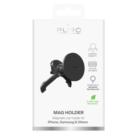 Uchwyt samochodowy Puro regulowany, kompatybilny z MagSafe - czarny Uchwyt samochodowy Puro regulowany, kompatybilny z MagSafe - czarny