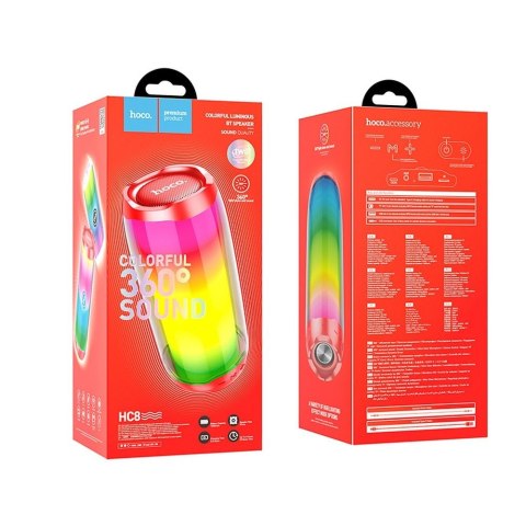 Głośnik bluetooth LED 10W 4h Hoco HC8 czerwony Głośnik bluetooth LED 10W 4h Hoco HC8 czerwony