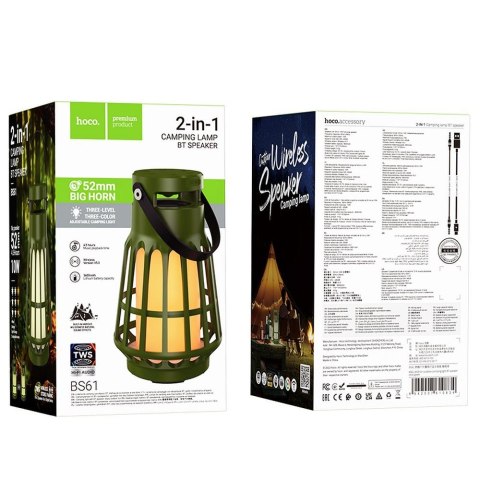Głosnik bluetooth LED 10W Hoco BS61 zielony Głosnik bluetooth LED 10W Hoco BS61 zielony
