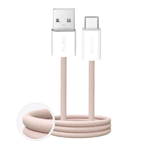 Kabel Puro Fabrik 10W w oplocie USB-A - USB-C 1,5m - beżowy Kabel Puro Fabrik 10W w oplocie USB-A - USB-C 1,5m - beżowy