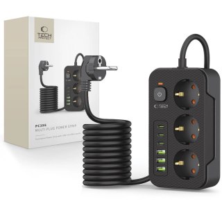 Listwa zasilająca Tech-Protect PC3X6 3 gniazda 240V + 3xUSB-A + 3xUSB-C 200cm - czarna