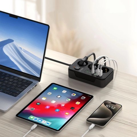 Listwa zasilająca Tech-Protect PC3X6 3 gniazda 240V + 3xUSB-A + 3xUSB-C 200cm - czarna Listwa zasilająca Tech-Protect PC3X6 3 gniazda 240V + 3xUSB-A + 3xUSB-C 200cm - czarna