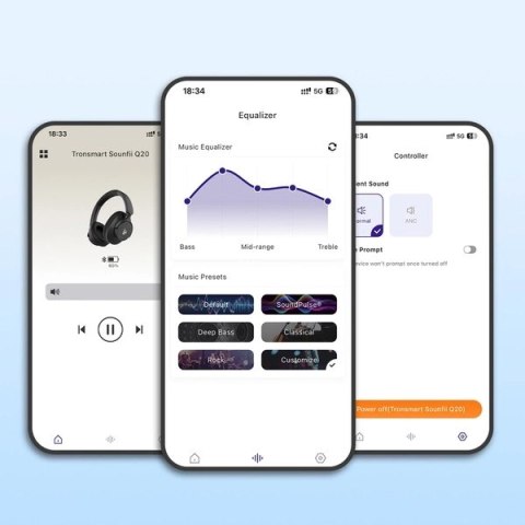 Słuchawki bezprzewodowe Tronsmart SOUNFII Q20S Hybrid ANC z aktywną redukcją hałasu - białe Słuchawki bezprzewodowe Tronsmart SOUNFII Q20S Hybrid ANC z aktywną redukcją hałasu - białe