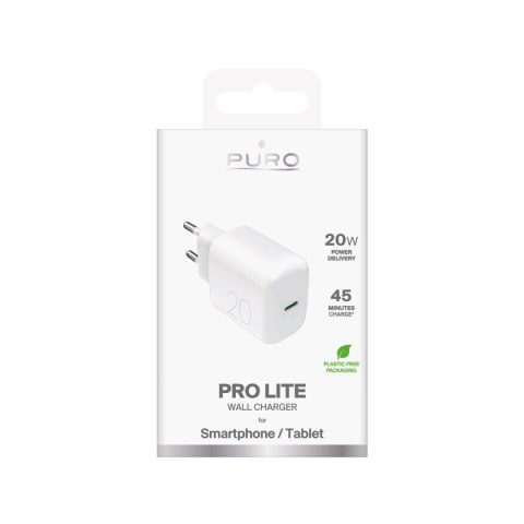 Ładowarka sieciowa Puro PROLITE 20W USB-C - biała Ładowarka sieciowa Puro PROLITE 20W USB-C - biała