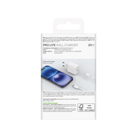 Ładowarka sieciowa Puro PROLITE 20W USB-C - biała Ładowarka sieciowa Puro PROLITE 20W USB-C - biała