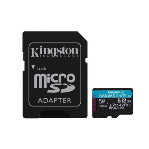 Kingston karta pamięci 512GB microSDXC Canvas Go Plus Gen4 200MB/s A2 U3 V30 + adapter Kingston karta pamięci 512GB microSDXC Canvas Go Plus Gen4 200MB/s A2 U3 V30 + adapter