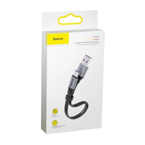 Baseus Simple płaski kabel przewód USB / USB Typ C SuperCharge 5A 40W Quick Charge 3.0 QC 3.0 23cm szary (CATMBJ-BG1) Baseus Simple płaski kabel przewód USB / USB Typ C SuperCharge 5A 40W Quick Charge 3.0 QC 3.0 23cm szary (CATMBJ-BG1)