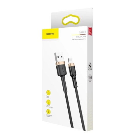 Kabel Baseus Cafule USB-A / Lightning 2.4A QC 3.0 1 m - czarno-złoty Kabel Baseus Cafule USB-A / Lightning 2.4A QC 3.0 1 m - czarno-złoty