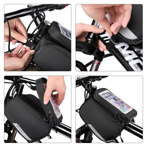 Wozinsky torba rowerowa na ramę + odczepiany pokrowiec na telefon do 6,5" 1,5l czarna (WBB7BK) Wozinsky torba rowerowa na ramę + odczepiany pokrowiec na telefon do 6,5" 1,5l czarna (WBB7BK)