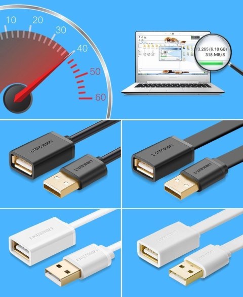 Ugreen kabel przewód przejściówka USB (żeński) - USB (męski) 2m czarny (10316) Ugreen kabel przewód przejściówka USB (żeński) - USB (męski) 2m czarny (10316)