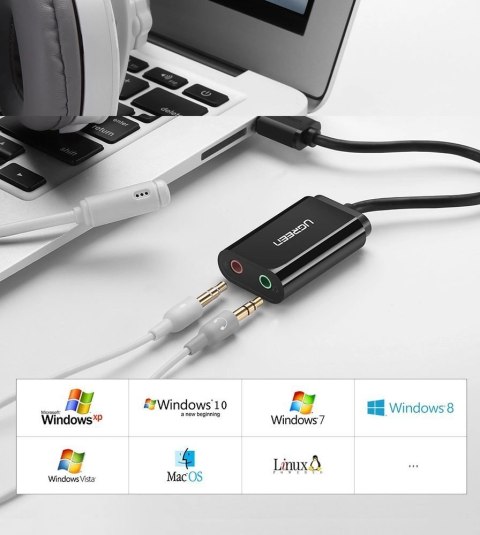 Ugreen zewnętrzna karta dźwiękowa muzyczna adapter USB - 3,5 mm mini jack 15cm czarny (30724) Ugreen zewnętrzna karta dźwiękowa muzyczna adapter USB - 3,5 mm mini jack 15cm czarny (30724)