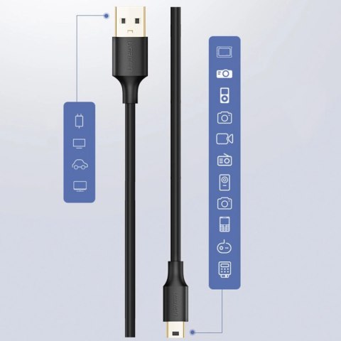 Ugreen kabel przewód USB - mini USB 480 Mbps 2 m czarny (US132 30472) Ugreen kabel przewód USB - mini USB 480 Mbps 2 m czarny (US132 30472)