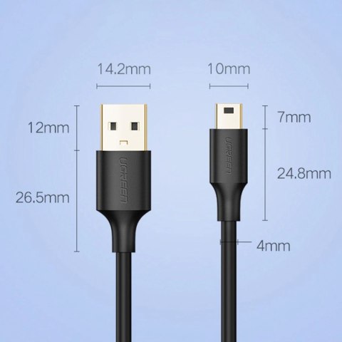 Ugreen kabel przewód USB - mini USB 480 Mbps 2 m czarny (US132 30472) Ugreen kabel przewód USB - mini USB 480 Mbps 2 m czarny (US132 30472)